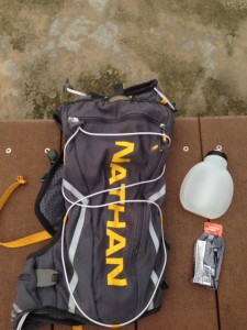 Nathan hydration pack & part of my provision.